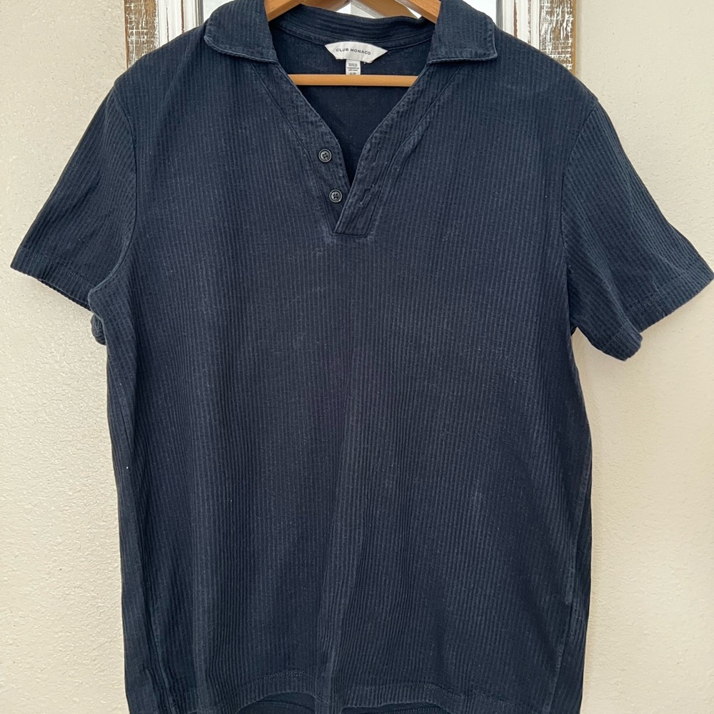 Club Monaco Navy Blue Polo Shirt Short Sleeve Classic Small